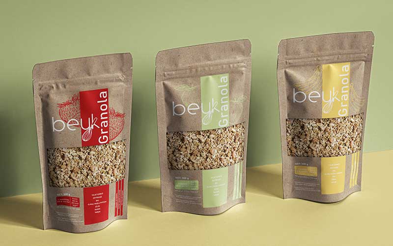 custom kraft paper granola packaging pouches