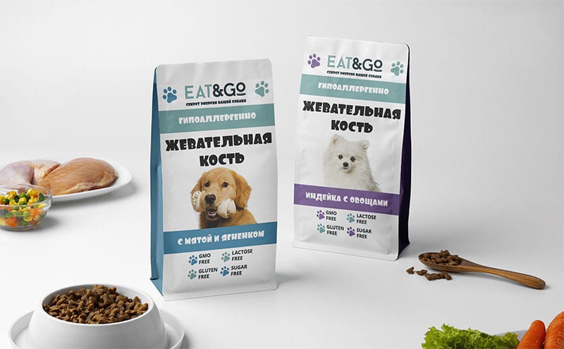 Pet dog food with food grade packaging bags