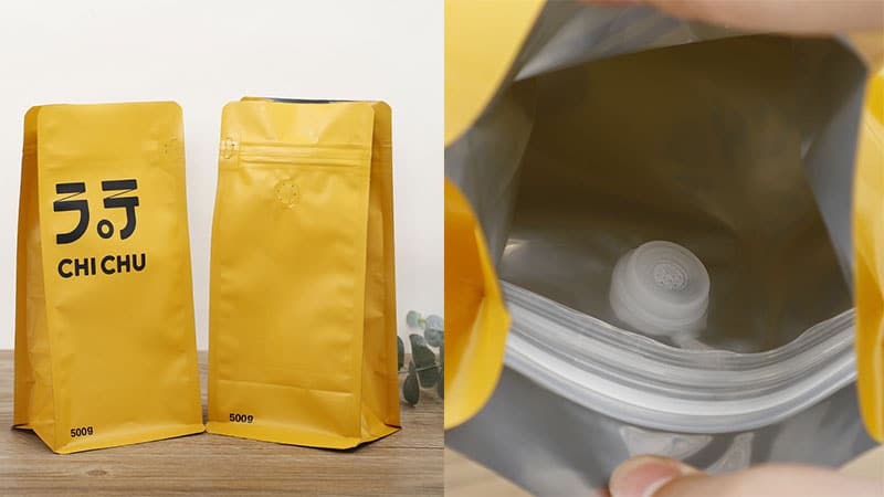 aluminum foil coffee bag with zipper and valve